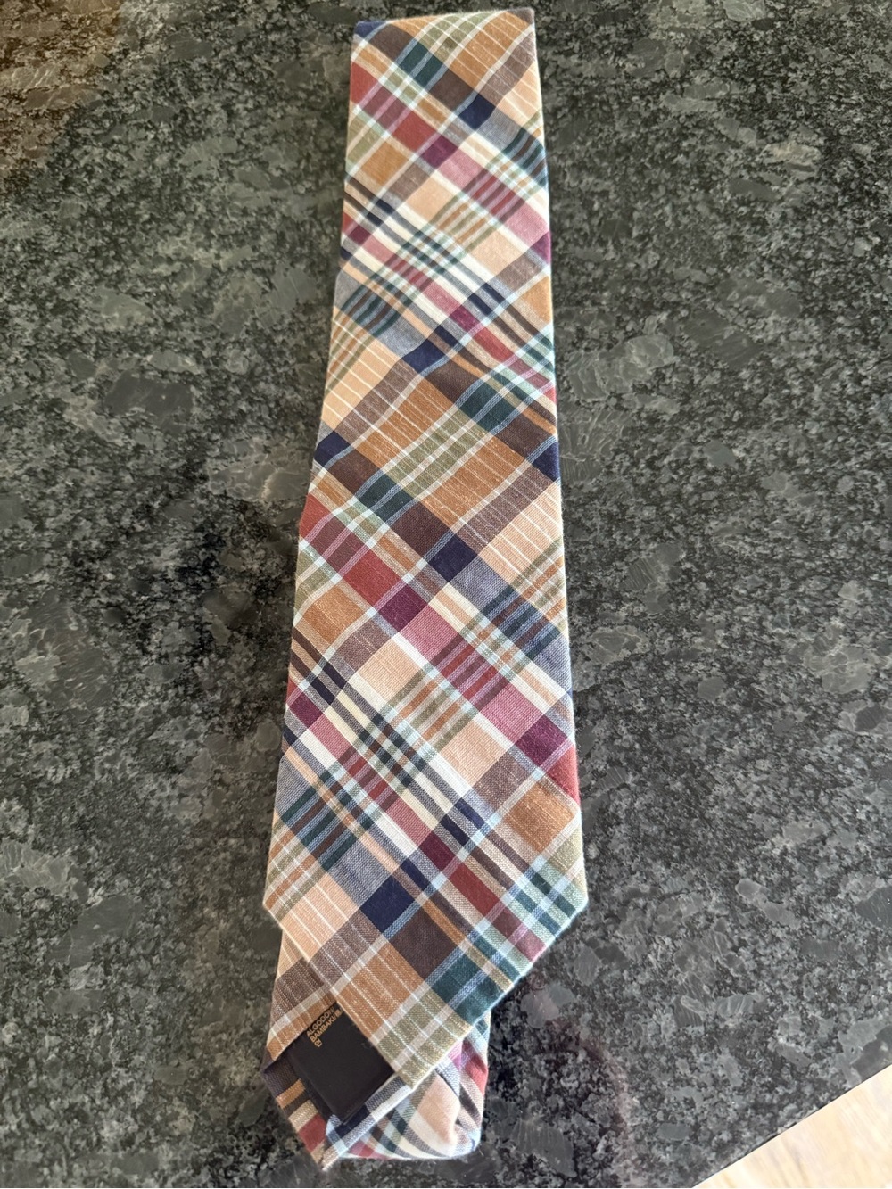 Brooks Brothers Madras cotton necktie Multicolor Plaid NWT Made In USA MSRP $90